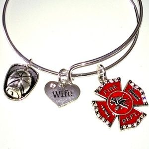 Firefighters Wife Bracelet Helmet & Maltese Cross